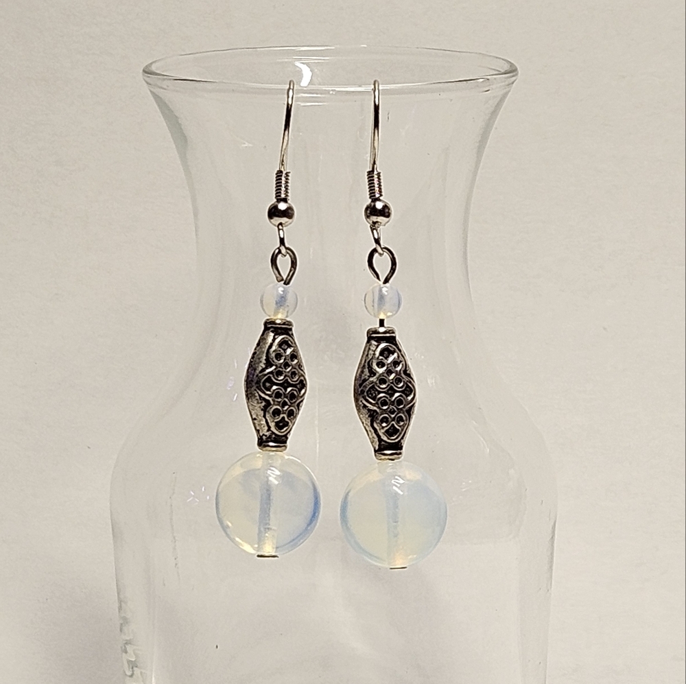 Handmade Opalite Beaded Earrings